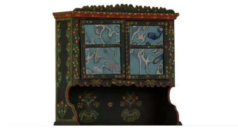 Painted folk cupboard the adjustment with white background Stock Illustration