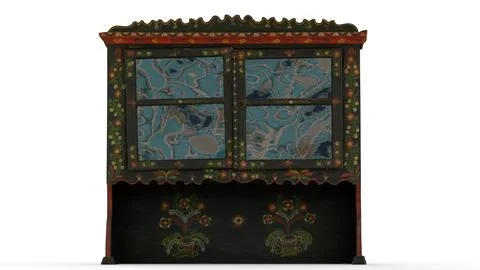 Painted folk cupboard the adjustment with white background Stock Illustration