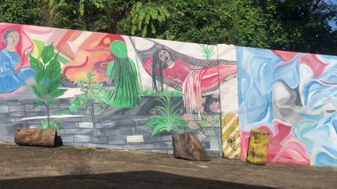 Painted ghetto wall Stock Footage 219706409