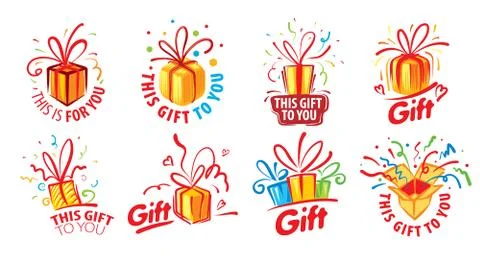 Painted gift in the form of boxes. Vector illustration Stock Illustration