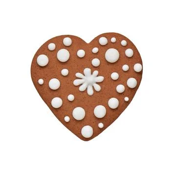 Painted gingerbread cookie in the shape of a heart Stock Photos