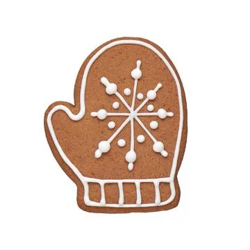 Painted gingerbread cookie in the shape of a mitten Stock-Fotos