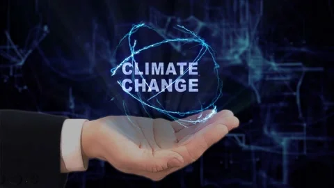 Painted hand shows Climate Change Stock Footage 146689240
