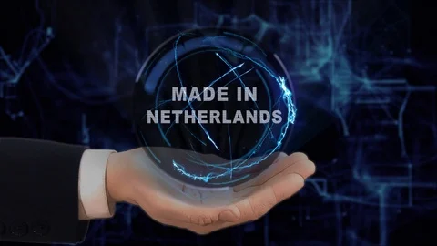 Painted hand shows concept hologram Made in Netherlands his hand Stock Footage 89167367