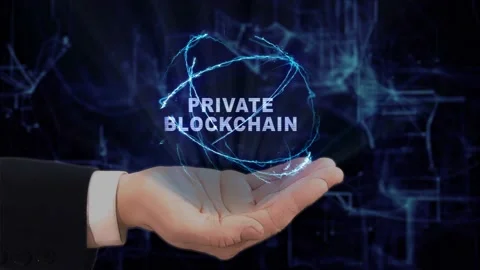 Painted hand shows Private Blockchain 스톡 동영상 146457556