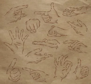 Painted hands kraft Stock Illustration