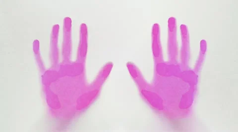 Painted hands pressing, Slow Motion Stock Footage 22227199