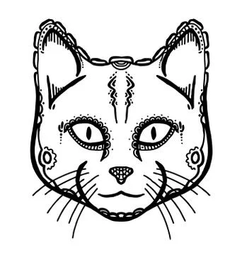 Painted head of cat Stock Illustration