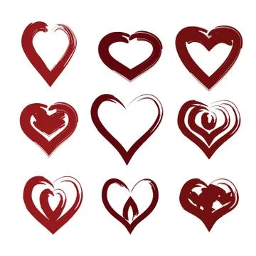 Painted heart set vector Stock Illustration