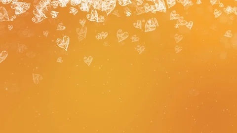 Painted Hearts Falling on Orange Background. Video stock 70941470