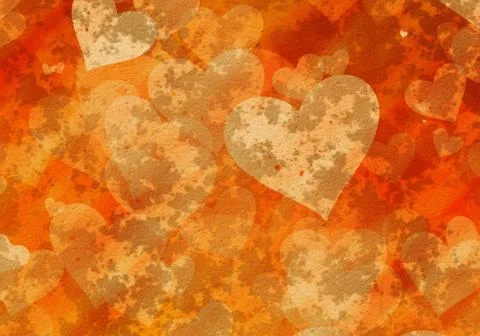 Painted hearts on a plaster wall Stock Illustration
