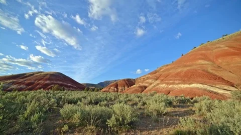 Painted hills and clouds John Day Fossil Beds National Monument National Park 1 Video stock 81837831