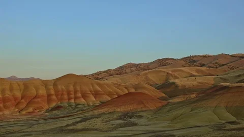 Painted hills sunset and clouds John Day Fossil Beds National Monument National Stock Footage 81838903