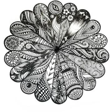 Painted ink paper circle with patterns. Stock Illustration