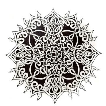 Painted ink paper circle with patterns. Painted ink on paper circle with p... Foto stock
