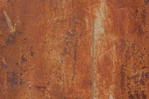 Painted iron surface with a large rusty and metal corrosion, orange texture Stock Photos