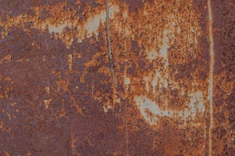 Painted iron surface with a large rusty and metal corrosion, old background Stock Photos