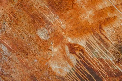 Painted iron surface with a large rusty and metal corrosion, old background Stock Photos
