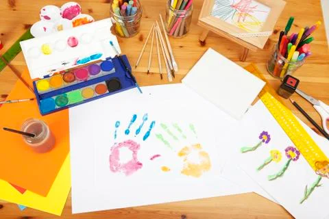 Painted by kids Stock Photos