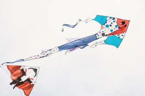 Painted kites flying Stock Photos