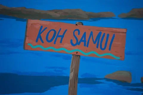 Painted Koh Samui sign text on a wall in Koh Samui, Thailand, 24 February, 2025 Stock Photos