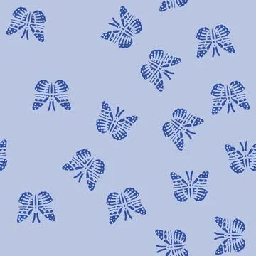 Painted lady summer glyph vector seamless pattern Stock Illustration