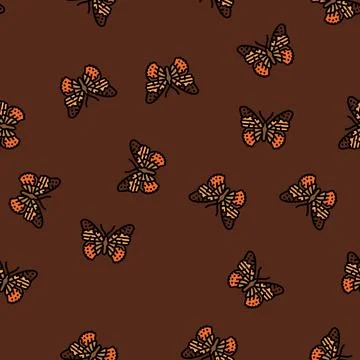Painted lady summer vector seamless pattern Illustrazione stock
