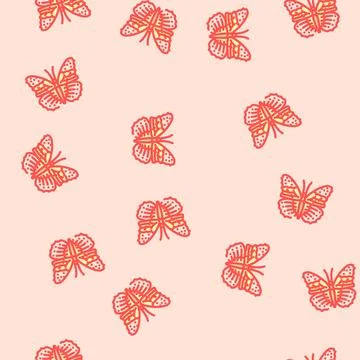 Painted lady summer vector seamless pattern Stock Illustration