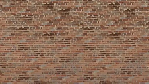 Painted a large brick wall of old brick brown shades Stock Illustration