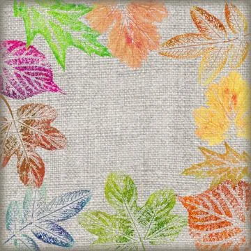 Painted leaves on a canvas Stock Illustration