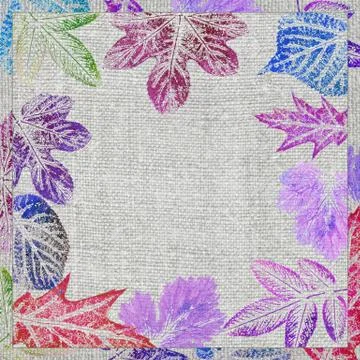 Painted leaves on a canvas Stock Illustration