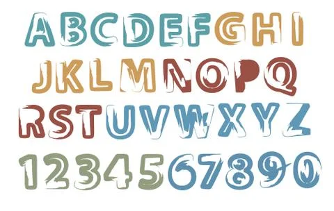 Painted letters and digits Stock Illustration