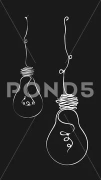 Painted light bulbs on a dark background. Stock Illustration