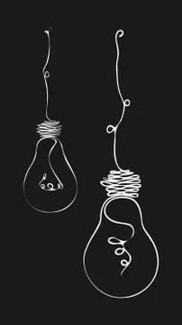 Painted light bulbs on a dark background. Stock Illustration