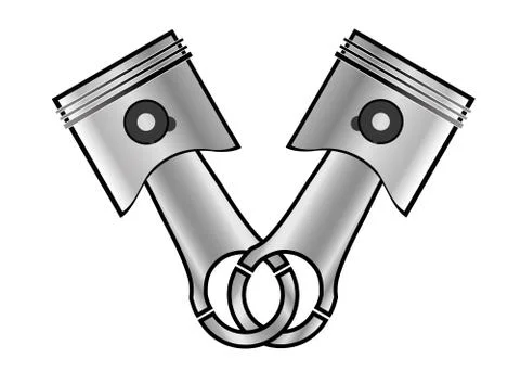 Painted logos of the two engine pistons with rings Stock Illustration