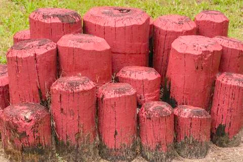 Painted logs Stock Photos