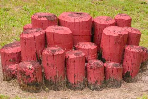 Painted logs Stock Photos