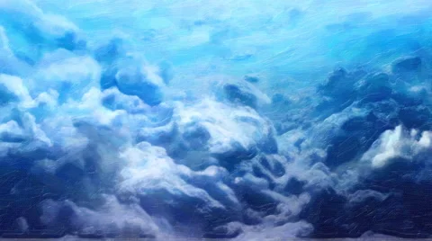 Painted Looping Blue Clouds Stock Footage 60405046