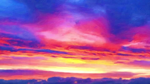 Painted Looping Sunset Stock Footage 60405015