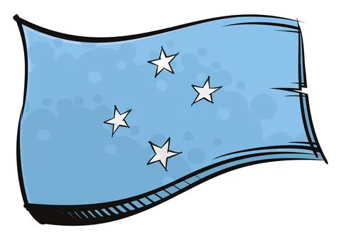 Painted Micronesia flag waving in wind Stock Illustration
