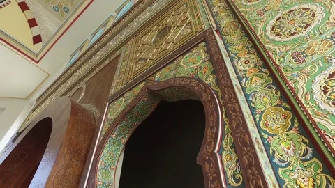 Painted mihrab in the mosque. (2) Stock Footage 77329441