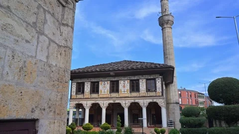 Painted Mosque historical exterior view in Tetovo, Macedonia Stock Footage 340353437