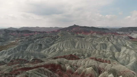 Painted Mountains of Tabriz, drone-shot Stock Footage 141361976