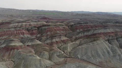 Painted Mountains of Tabriz. Drone-shot Stock Footage 141363065