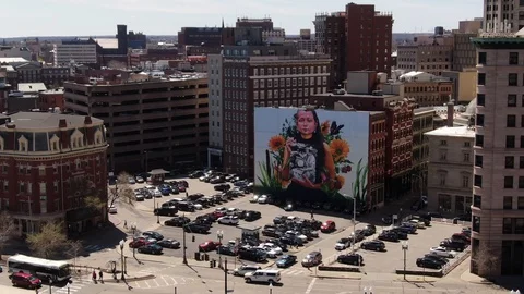 Painted Mural Above a Downtown Providence Parking Lot 库存影片 106599201