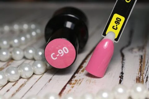 Painted nail tips in different colors. Manicure Stock Photos