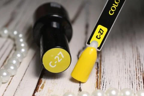 Painted nail tips in different colors. Manicure Stock-Fotos