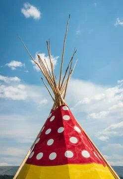Painted Native American Teepees Saint Mary Lodge Resort Saint Marys Glacier.. Stock Photos
