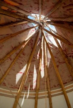Painted Native American Teepees Saint Mary Lodge Resort Saint Marys Glacier.. Stock Photos