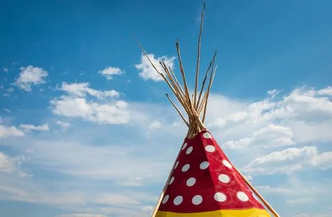 Painted Native American Teepees Saint Mary Lodge Resort Saint Marys Glacier.. Stock Photos